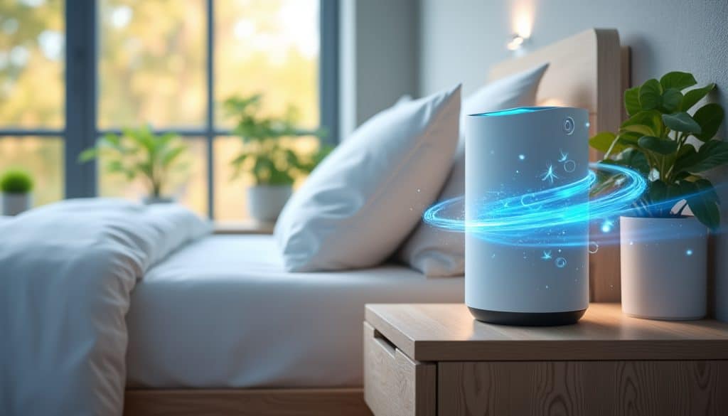 découvrez comment notre purificateur d'air élimine efficacement les pollens dans les chambres pour offrir un environnement sain et respirable.